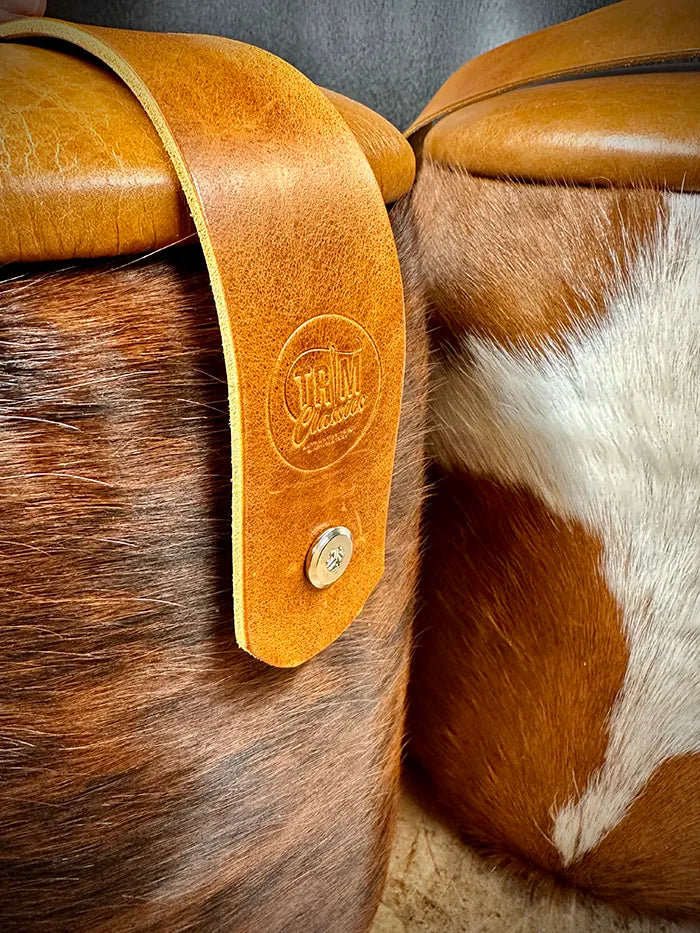 Bespoke Hide and Leather Stools detail