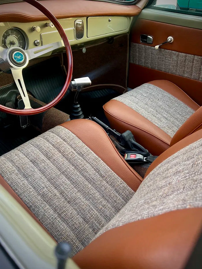 Karmann Ghia Stone Front Seats and Dash Detail